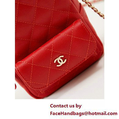 Chanel Grained Calfskin  &  Gold-Tone Metal Mini Backpack Bag AP3753 Red 2025